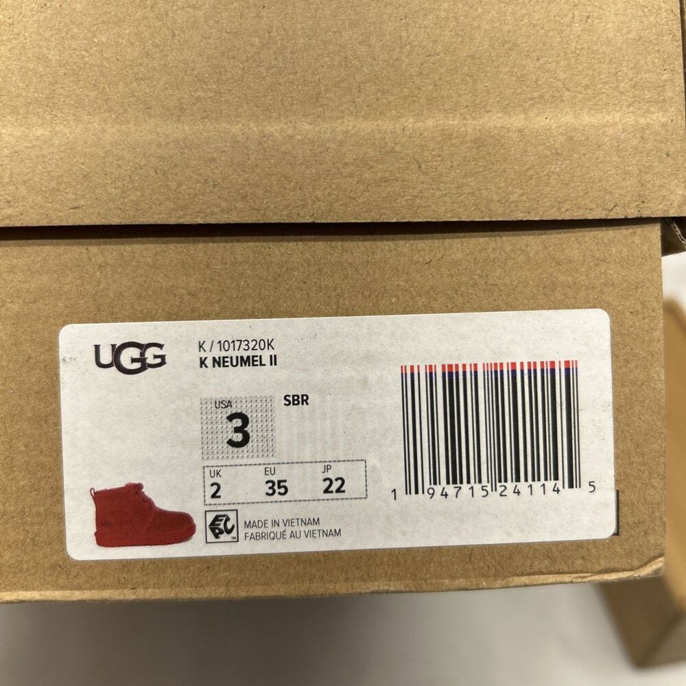 UGG Authentic Neumel II Boot Red Suede Plush Interior Size 3 BIG Girls NEW - Picture 8 of 8